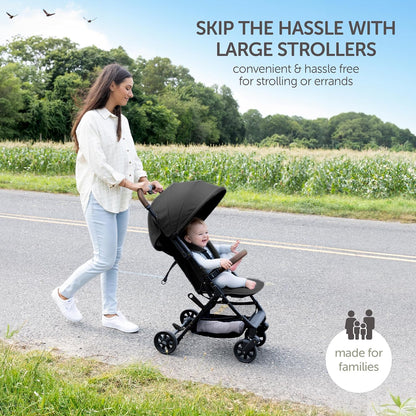 Lightweight Travel Stroller for Baby & Toddlers - Easy Fold & Compact Stroller with Canopy, Storage Basket, Multi-Position Recline & Convenient One-Hand Fold (Grey)