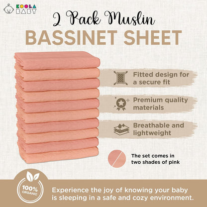 Bassinet Sheet for Bassinet Mattress - 100% Organic Jersey Knit Cotton - Snuggly Soft & Cozy Sheets Fitted for Oval Rectangle & KoolaBaby Bedside Sleeper - White & Grey 2 Pack