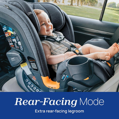 Chicco OneFit LX ClearTex All-in-One Car Seat with LeverLock Installation, Slim Design, Convertible Car Seat, Seat for Infants and Children 5-100 lbs, Lupine/Purple