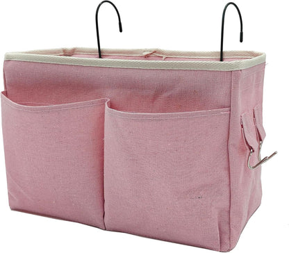 Bedside Caddy Organizer/Bedside Hanging Storage Bag Multi-Function Caddy for Bunk bed Hospital Beds Dorm Bed Rails, Holders Books Glasses Phones Magazine(White)