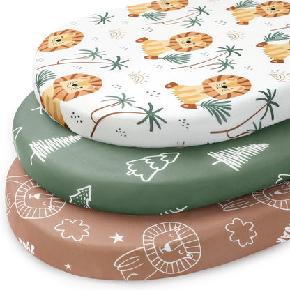 Baby Bedside Bassinet Sheets Girl, 33”x20” Compatible with Baby Delight Dream On Me & Most Rectangle Bedside Sleeper Bassinet Mattress, Super Soft Microfiber Pink Butterfly Flower