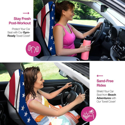 lebogner Car Seat Towel Cover for Post Gym Workout, Running, Swimming, and Hiking, 2 Pack Universal Fit Anti-Slip Waterproof Sweating Bucket Seat Protector for Cars, SUVs and Trucks, Black