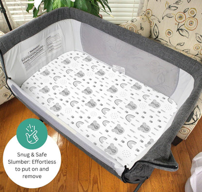 Bassinet Sheets for Papablic, CoZee, Cowiewie, Ezebaby, Nawahev Baby Bassinet Bedside Sleeper by TansyPanda, 3PC, 33x20, Ultra Soft, Breathable Snug Fit, Unisex Boys Girls, Gray White (Space Rockets)