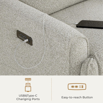 CHITA Power Recliner Chair Swivel Glider with Adjustable Power Headrest, FSC Certified Electronic Modern Nursery Rocking Chair with USB and Type-C Ports, Boucle White