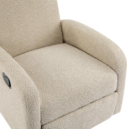 Merax Boucle 360 Swivel & Glider Recliner Chair, Soft Bedroom Sofa Chair with with Thicker Seat Cushion, Modern Home Theater Seating for Living Room Almond