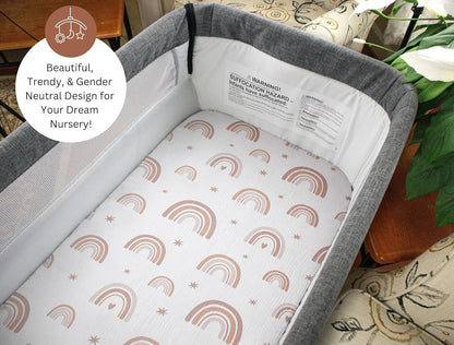 Muslin Bassinet Sheets for Angelbliss, Cowiewie, Amke, Jimglo, Suihuooo, Wayfong Baby Bassinet Bedside Sleeper by TansyPanda, 3PC, 20×33in, Ultra Soft, Breathable, Snug Fit, Unisex Boys Girls, Maadi