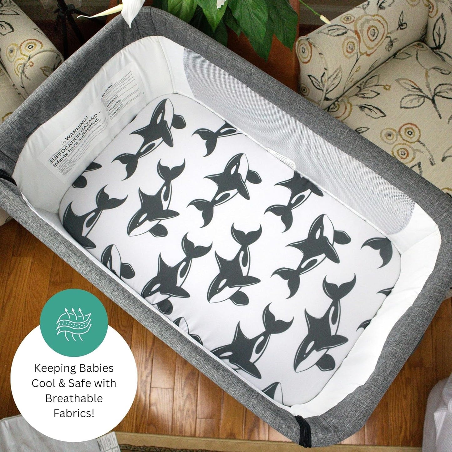 Bassinet Sheets for Papablic, CoZee, Cowiewie, Ezebaby, Nawahev Baby Bassinet Bedside Sleeper by TansyPanda, 3PC, 33x20, Ultra Soft, Breathable Snug Fit, Unisex Boys Girls, Gray White (Space Rockets)