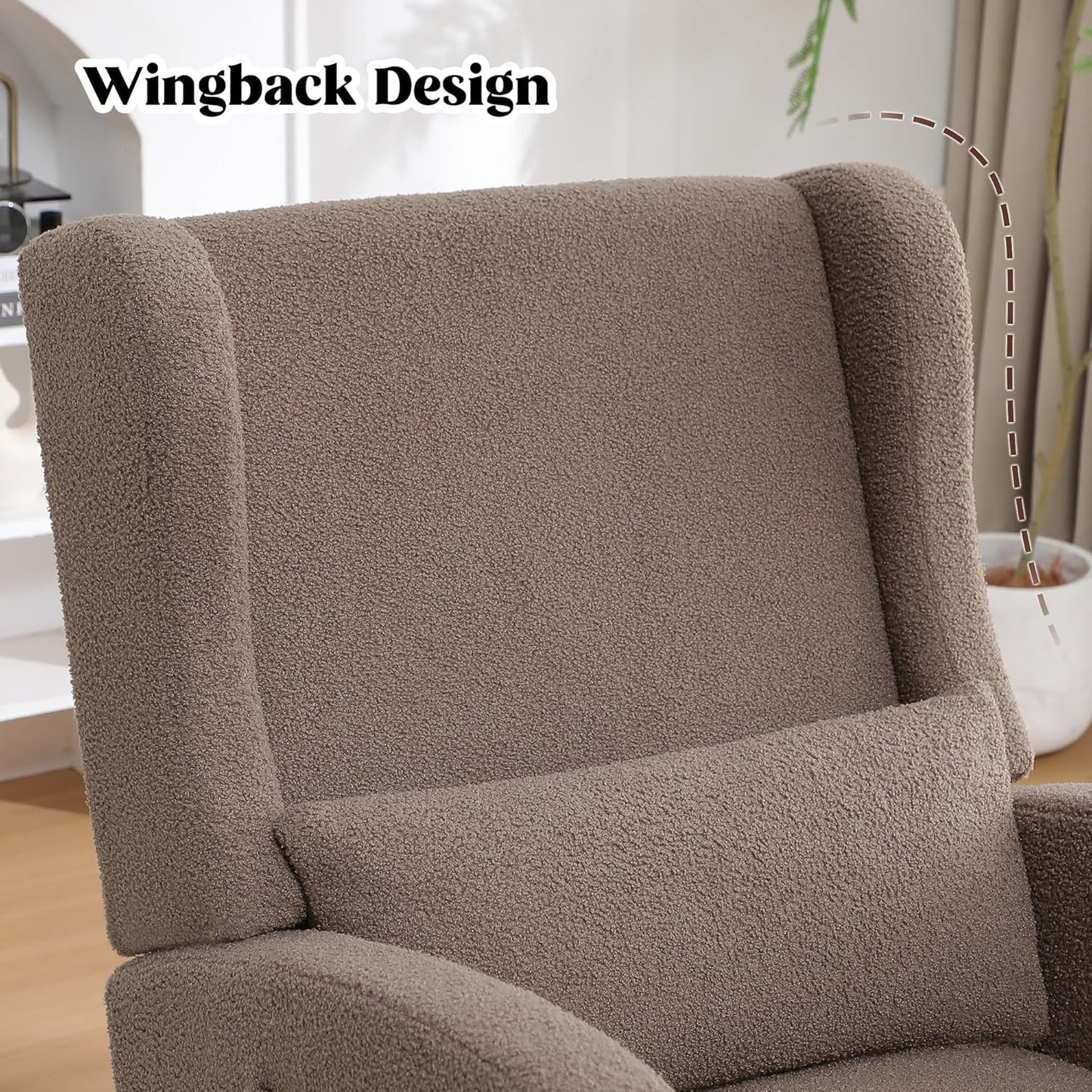 HCHAIRH Rocking Chair Nursery, Nursery Rocking Chairs with Foot Rest, Comfy Fabric Glider Rocker Nursing Chair with High Back for Nursing, Living Room, Bedroom, Beige