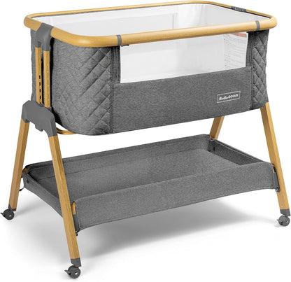 3 In 1 Baby Bassinet with Wheels, Portable Bedside Sleeper for Baby with 7 Adjustable Heights and Foam Mattress, Baby Bedside Crib for Newborns and Infants with Storage Basket, Carry Bag Included
