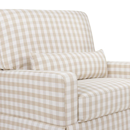 Namesake Crawford Pillowback Chair and a Half Comfort Swivel Glider in Tan Gingham, Greenguard Gold & CertiPUR-US Certified
