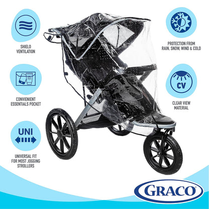 Graco Travel System Weather Shield, Baby Rain Cover, Universal Size to fit Most Travel Systems, Waterproof, Windproof, Ventilation, Sun Protection, Shade, Umbrella, Pram, Vinyl, Plastic, Clear