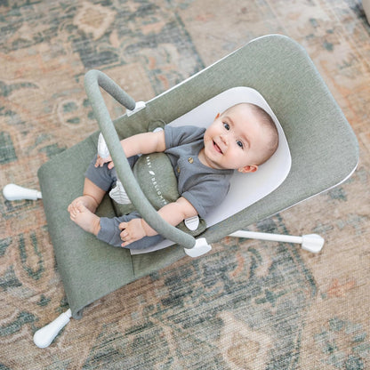 Baby Delight Highland Baby Bouncer | Infant | 0 – 6 Months | 3-Position Recline | Sage Tweed