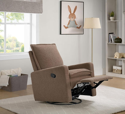 Oxford Baby Uptown Upholstered Glider Recliner Rocking Chair 360° Swivel for Nursery and Living Room - Boucle White