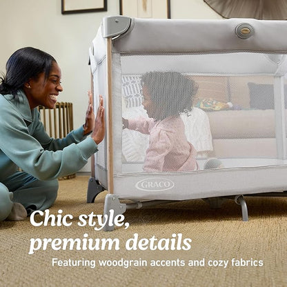 Graco Pack n’ Play CareSuite Playard, Portable Playpen with Baby Bassinet, Changing Table, Sky