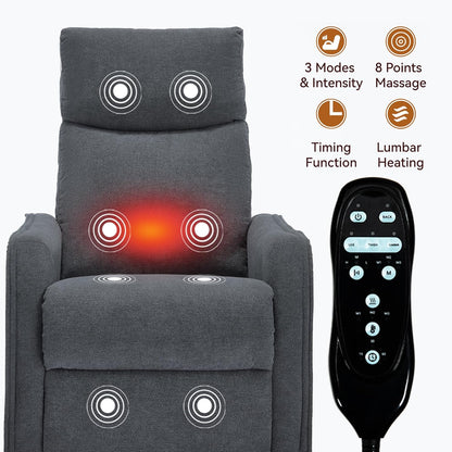 Swivel Rocker Recliner Chair for Adults, Nursery Rocking Chair with Heat and Massage, Glider Reclining Chair for Small Space Living Room Bedroom, Faux Leather Black