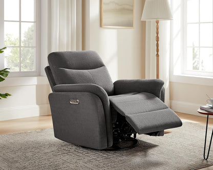 VANOMi Power Recliner Chair Swivel Glider, Electric Rocking Recliner Chairs with USB and Type-C Ports, Nursery Chair Recliner for Living Room, Bedroom, Apartment（Camel）