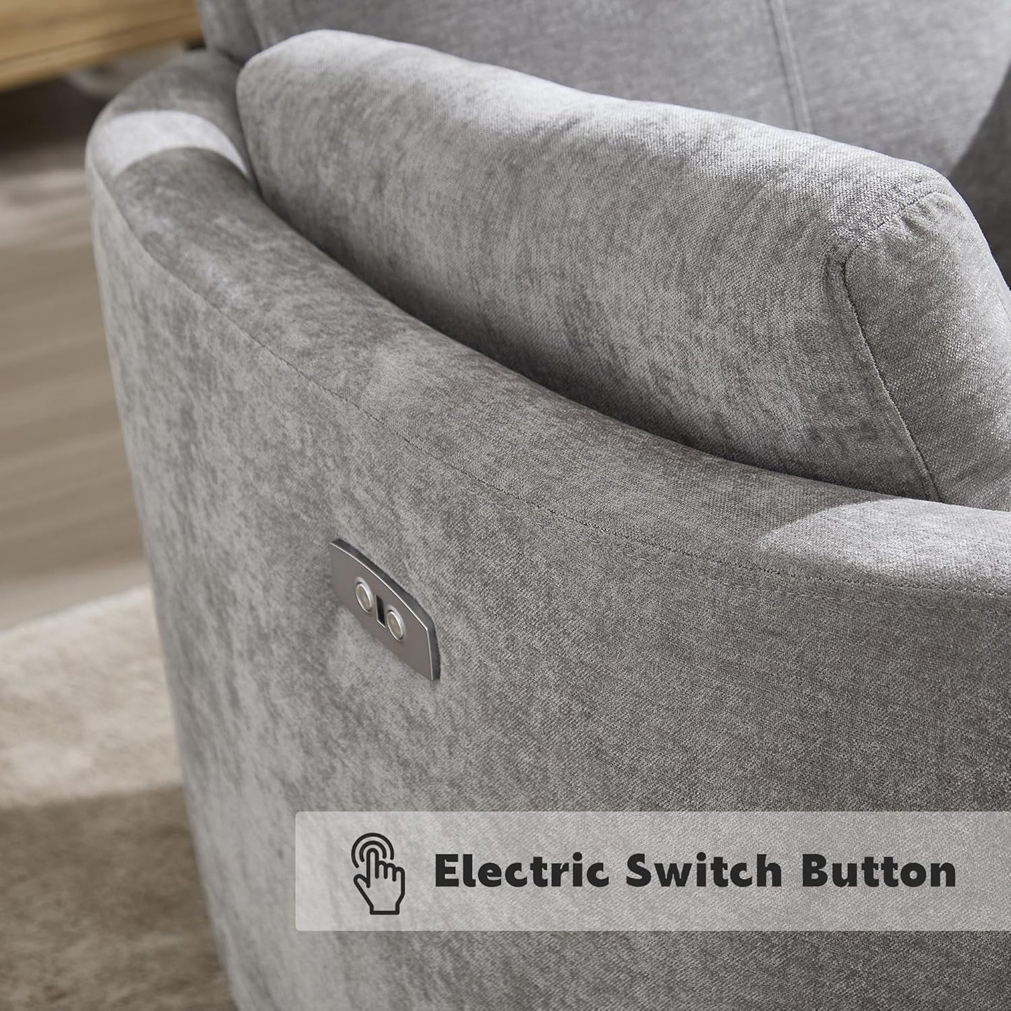 Power Recliner,Nursery Swivel Glider Rocking Chair with USB Port,Upholstered Adult Electric Recliner Rocking Chair with 2 Pillows for Living Room Bedroom (Beige Corduroy, Power-Driven)
