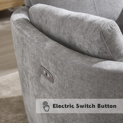 Power Recliner,Nursery Swivel Glider Rocking Chair with USB Port,Upholstered Adult Electric Recliner Rocking Chair with 2 Pillows for Living Room Bedroom (Beige Corduroy, Power-Driven)