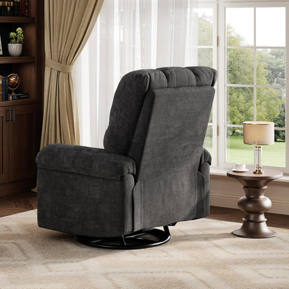 Garvee Power Recliner Chair with 270° Swivel and Rocking, Electric Glider Nursery Chair with USB Charging Port, PU Leather Upholstery and Button Tufted Backrest for Living Room, Cream