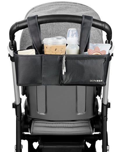 Skip Hop Ultimate Stroller Organizer Universal Fit with Adjustable Straps, Magnetic Flaps and Convertible Design That fits 40 oz. Tumblers, Oat