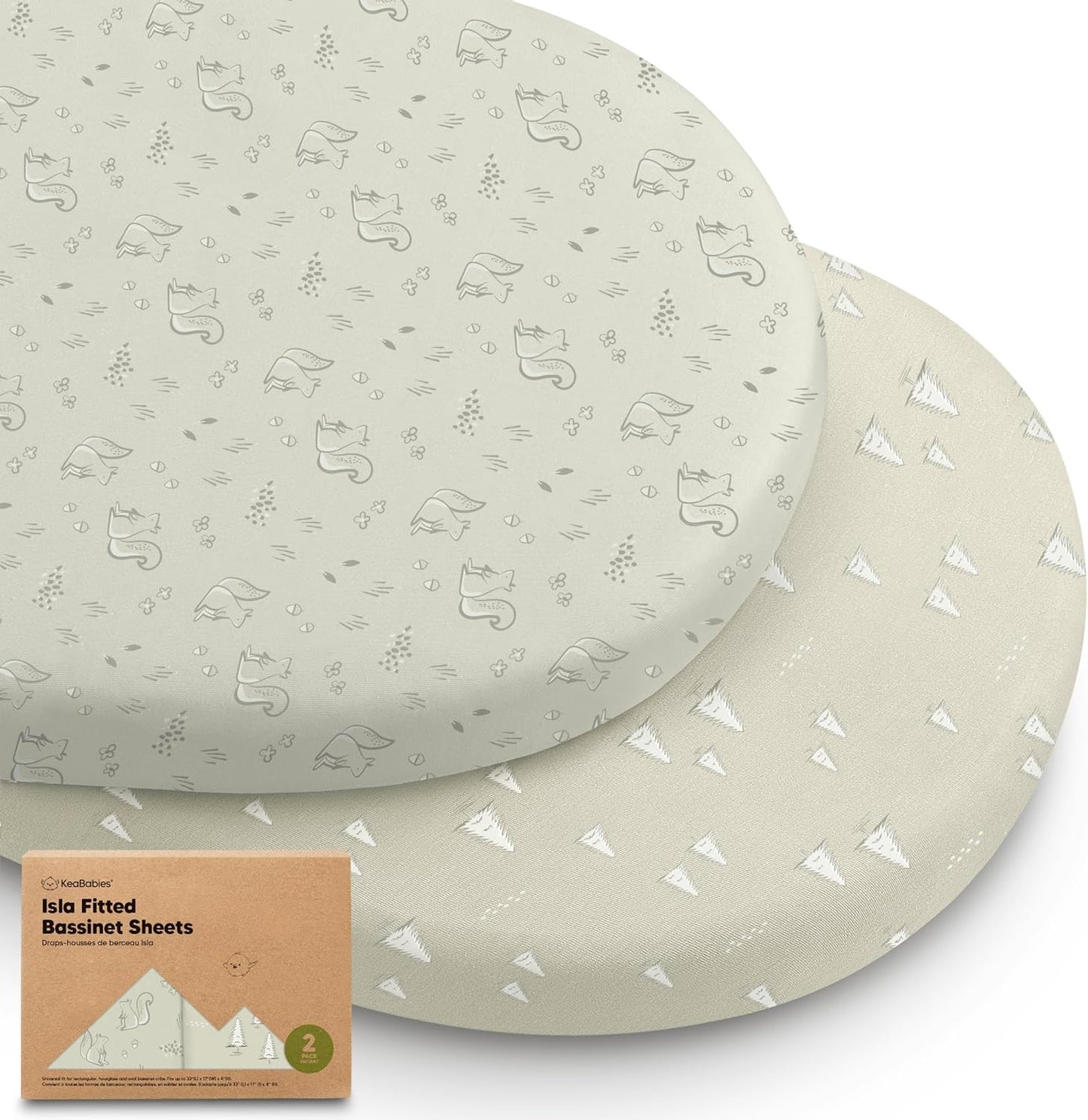 2-Pack Baby Bassinet Sheets Girl, Boy - 33x17 Viscose Derived from Bamboo Bedside Mattress Fitted Bassinet Sheets, Compatible with Halo Bassinest Swivel Sleeper, Baby Delight, Graco (Pecan)
