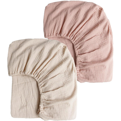 Konssy Muslin Mini Crib Sheets, 100% Soft Cotton Pack and Play Sheets for Pack N Play Mattress, Playard Baby Crib Sheets for Baby Girls (Floral, Pink)