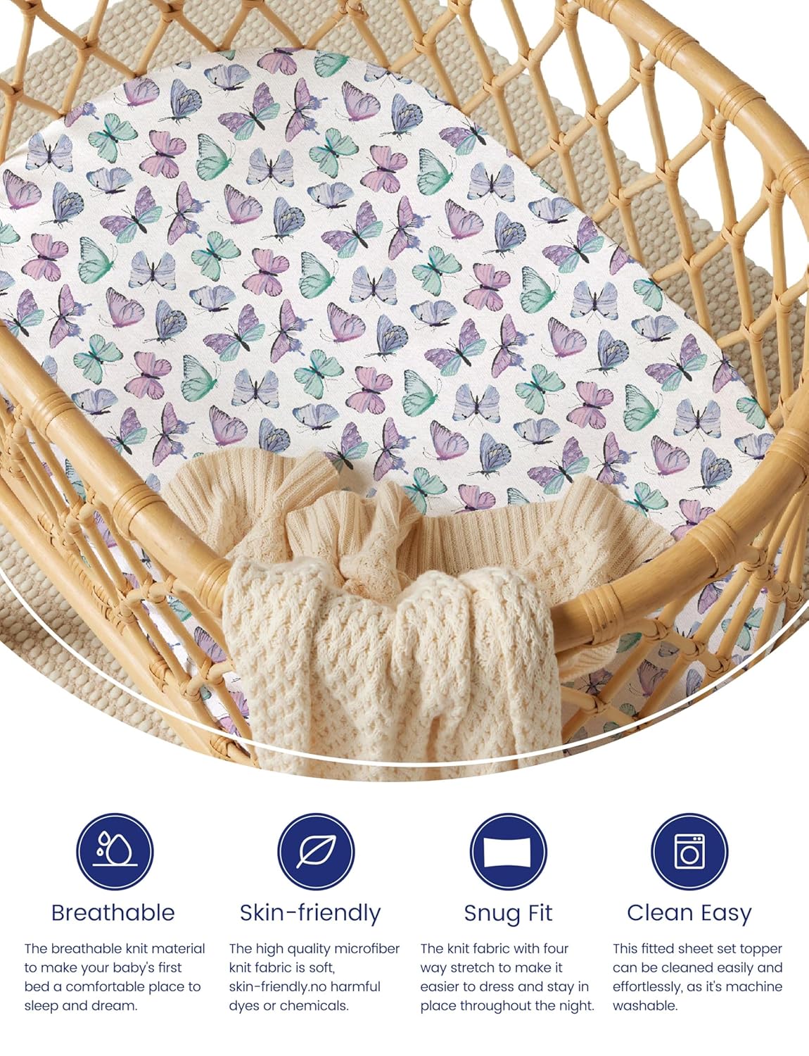 TotAha Premium Stretchy Bassinet Sheets for Baby Girl, Silky Comfort Cradle Sheets Fitted 18 x 36 for Oval, Rectangular, Hourglass Mattress, Hypoallergenic, Buttery Soft 2-Pack (Floral & Pale Pink)