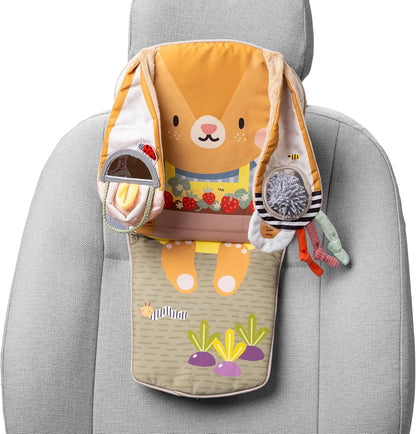 Musical Car Seat Toys for 0-12 Month Old Babies - Activity Center with Sensory Soft Hanging Toys and Mirror - Carseat Gift for Infants
