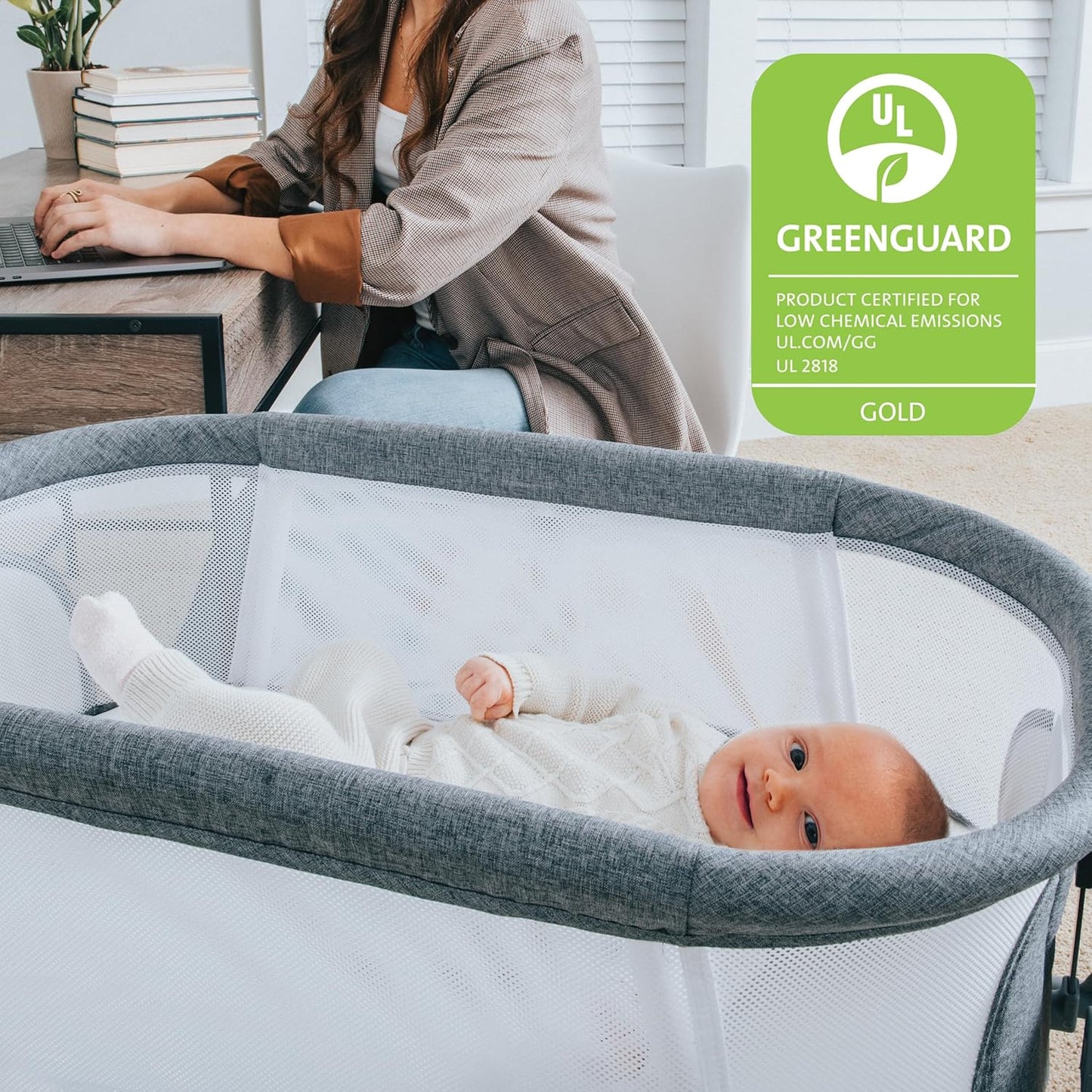 Chicco LullaGlide 3-in-1 Stationary, Gliding, and Portable Baby Bassinet, Waterproof Mattress and Fitted Sheet, Travel Bassinet for Baby Includes Carry Bag, Luna/Grey