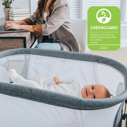 Chicco LullaGlide 3-in-1 Stationary, Gliding, and Portable Baby Bassinet, Waterproof Mattress and Fitted Sheet, Travel Bassinet for Baby Includes Carry Bag, Luna/Grey