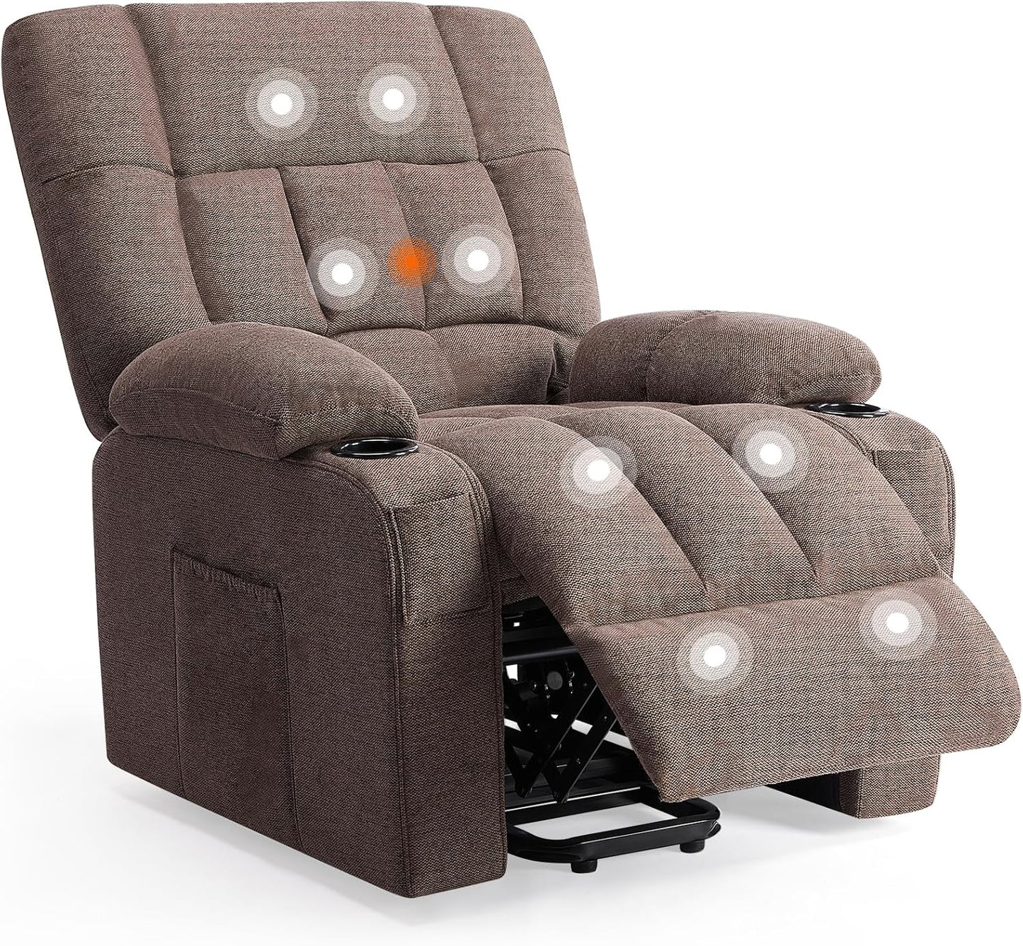 Sweetcrispy Recliner Chair, 360 Swivel Rocker Chair for Adults, Glider Rocker Recliners, Nursery Chairs for Living Room, High Back, Upholstered Deep Seat, Classical Brown
