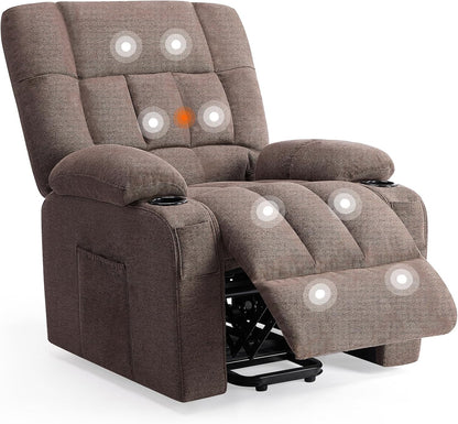 Sweetcrispy Recliner Chair, 360 Swivel Rocker Chair for Adults, Glider Rocker Recliners, Nursery Chairs for Living Room, High Back, Upholstered Deep Seat, Classical Brown