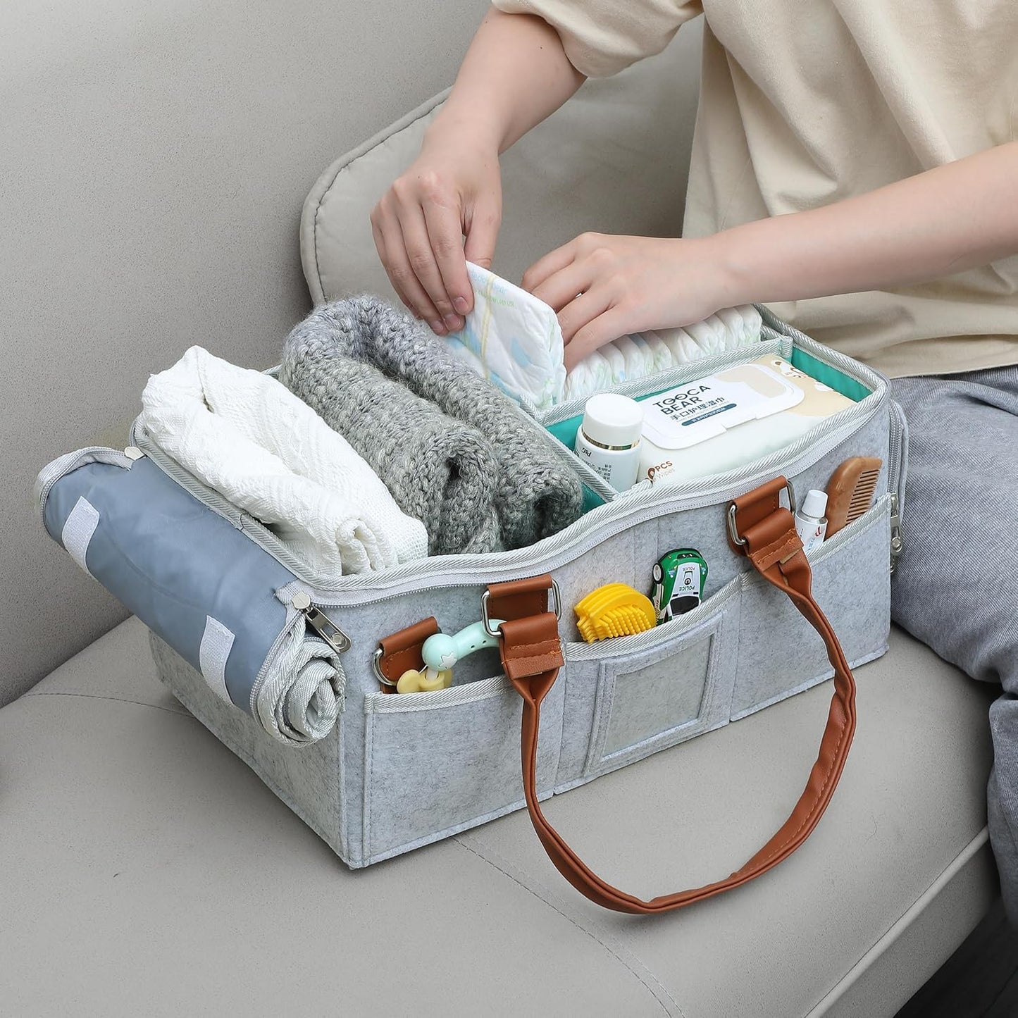 Mr. Pen- Baby Diaper Caddy Organizer with Lid, Baby Organizer, Diaper Caddy with Lid