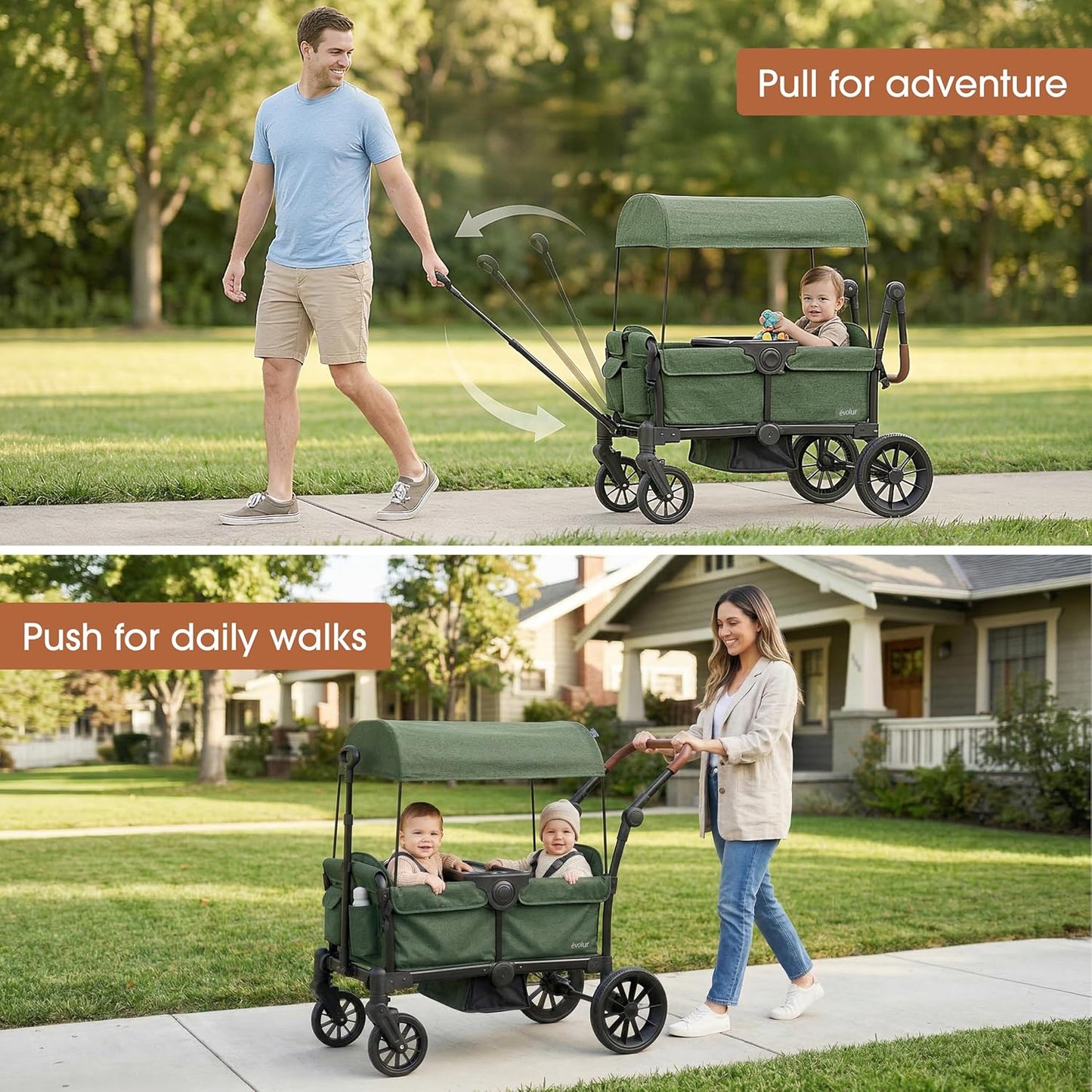 Evolur Velo Rider Travel Stroller – Compact, Lightweight Umbrella Stroller for Toddlers 6–36 Months, One-Hand Fold, Footrest, Rear Platform, 5-Point Harness, Portable & Travel-Friendly