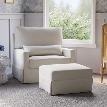 Namesake Crawford Pillowback Chair and a Half Comfort Swivel Glider in Tan Gingham, Greenguard Gold & CertiPUR-US Certified