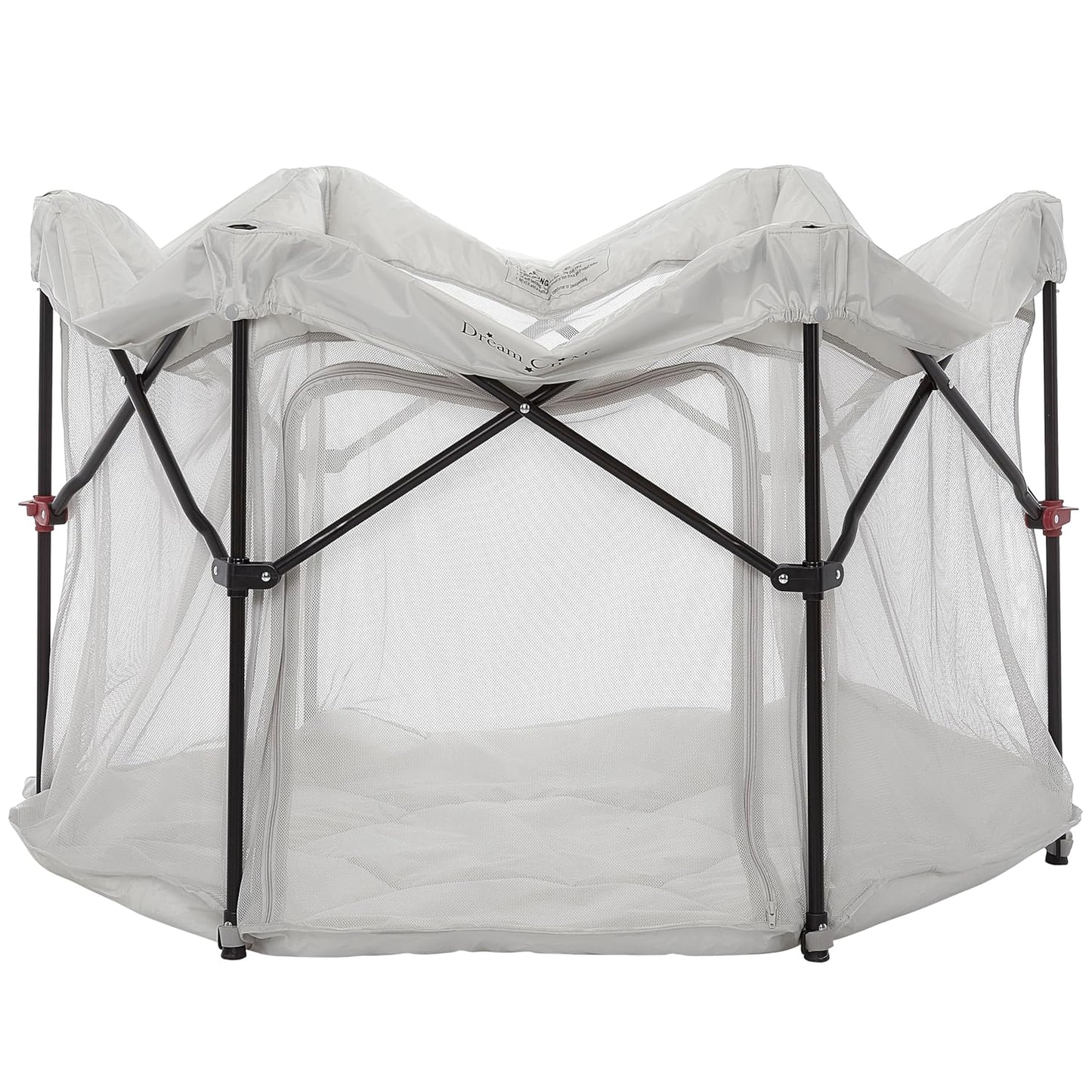Dream On Me Onyx Baby Playpen, Zipper Access Door, Breathable Mesh Sides, Soft Comfortable Mattress Padded Floor, Easy Fold Design with Travel Carry Bag, Compact Easy to Fold Design - Grey