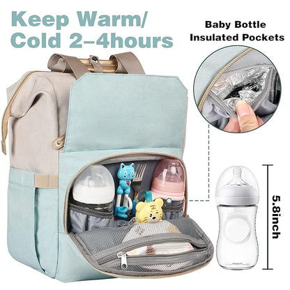 Jiefeike Girls Diaper Backpack,Travel Backpack Diaper Bag for Dad Mom Baby Boys,Insulated Pockets Portable Baby Nappy Bags RFID Anti-Theft Water-Resistant Pocket Stroller Straps