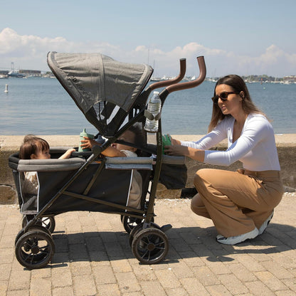 Ingenuity 3Dlite Wagon Convenience Lightweight Stroller for Infants, Accommodates up to 50 Pounds and Holds 2 Children, Black/Gray