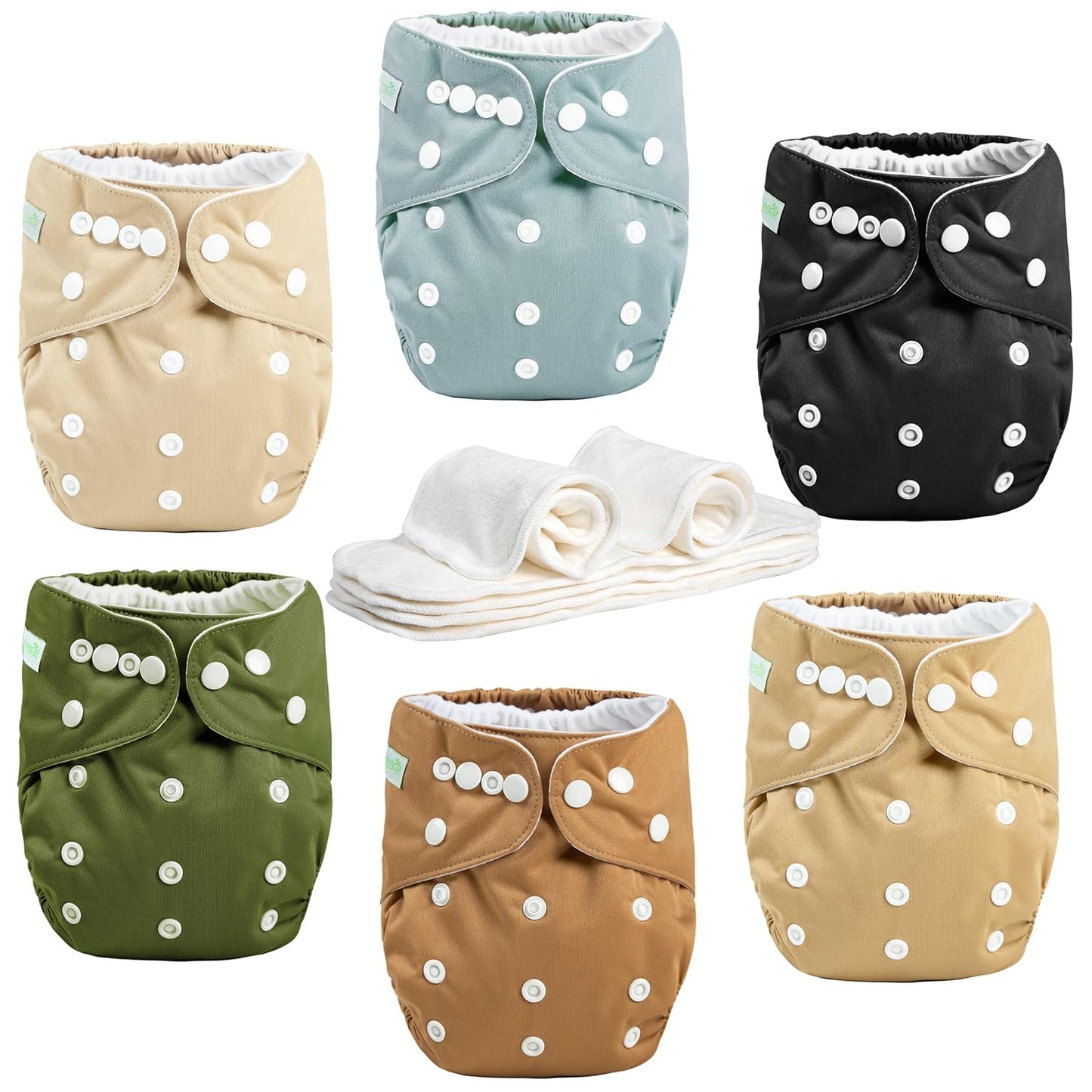wegreeco Cloth Diapers 6 Pack with 6 Inserts & 1 Wet Bag, Washable Cloth Diapers for Babies, One Size Adjustable Reusable (Flower)