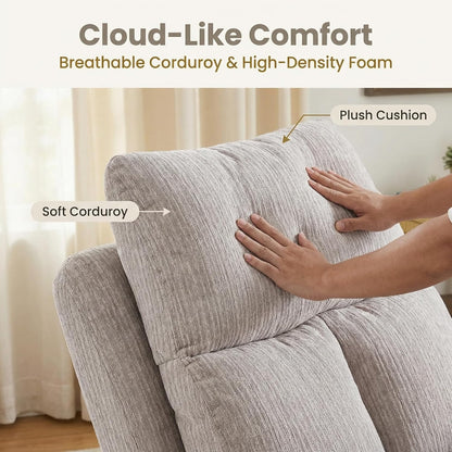 Swivel Rocker Chair, 360°Swivel Rocker Chairs with High Back Arms, Rocking Lazy Boy Chairs, Upholstered Swivels Corduroy Glider for Living Room, Bedroom, Nursing, Beige