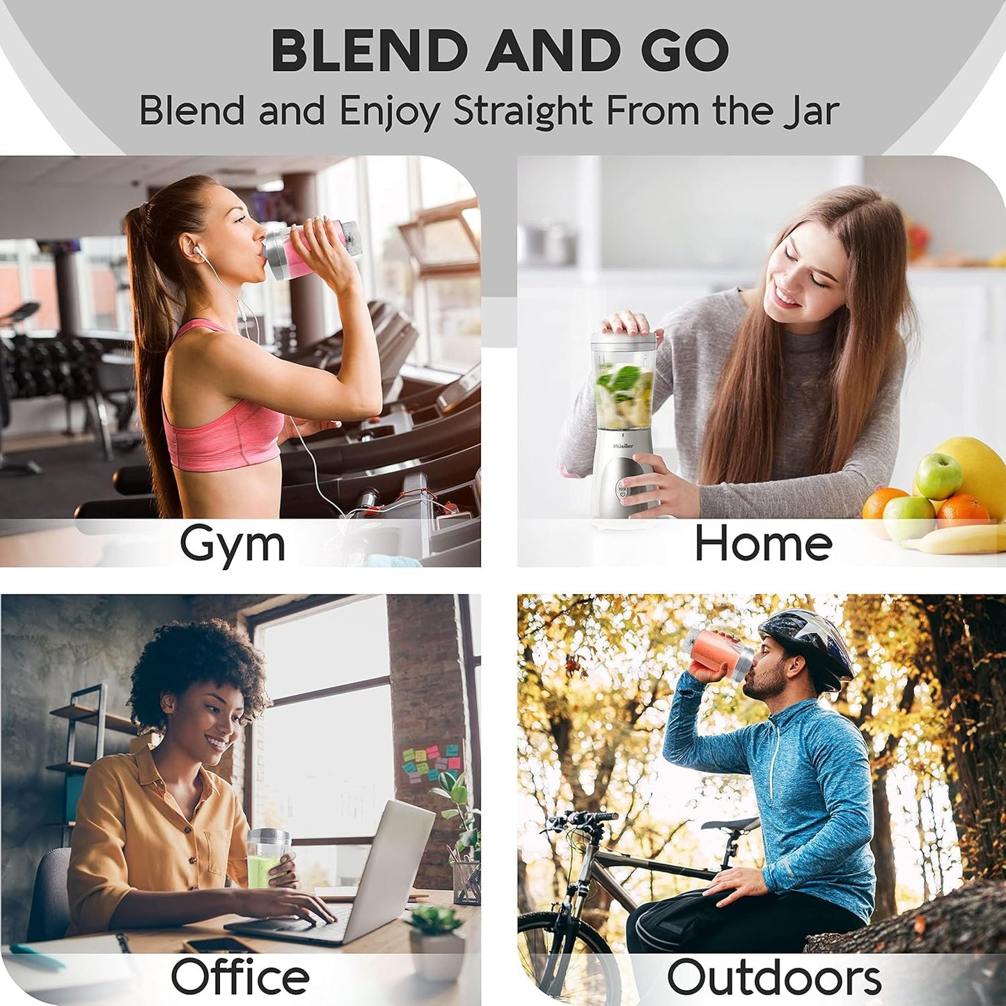 Mueller Heavy-Duty Personal Blender for Shakes and Smoothies with a 15 Oz Travel Cup and Lid, Juices, Baby Food, Portable Blender & Food Processor, Turquoise