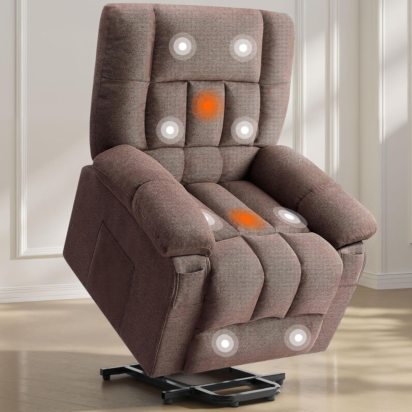 Sweetcrispy Recliner Chair, 360 Swivel Rocker Chair for Adults, Glider Rocker Recliners, Nursery Chairs for Living Room, High Back, Upholstered Deep Seat, Classical Brown