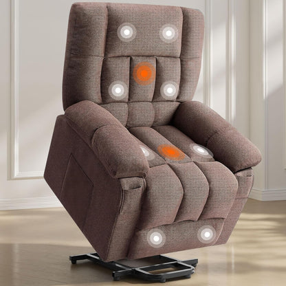 Sweetcrispy Recliner Chair, 360 Swivel Rocker Chair for Adults, Glider Rocker Recliners, Nursery Chairs for Living Room, High Back, Upholstered Deep Seat, Classical Brown