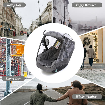 Miracle Baby Car Seat Rain Cover, Universal Infant Car Seat Weather Shield with Storage Bag,Waterproof Baby Car Seat Cover with Breathable Ventilation, Baby Travel Accessories (Grey)
