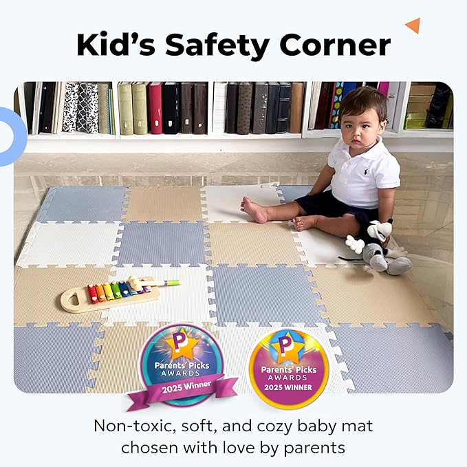 MioTetto Baby Play Mat, Soft Foam Floor Tiles for Kids. Adjustable Interlocking Foam Tiles, Fits with 50x50 Playpen Baby mat for Crawling & Development, Safe & Non-Toxic Playmat for Babies 6-12 Months