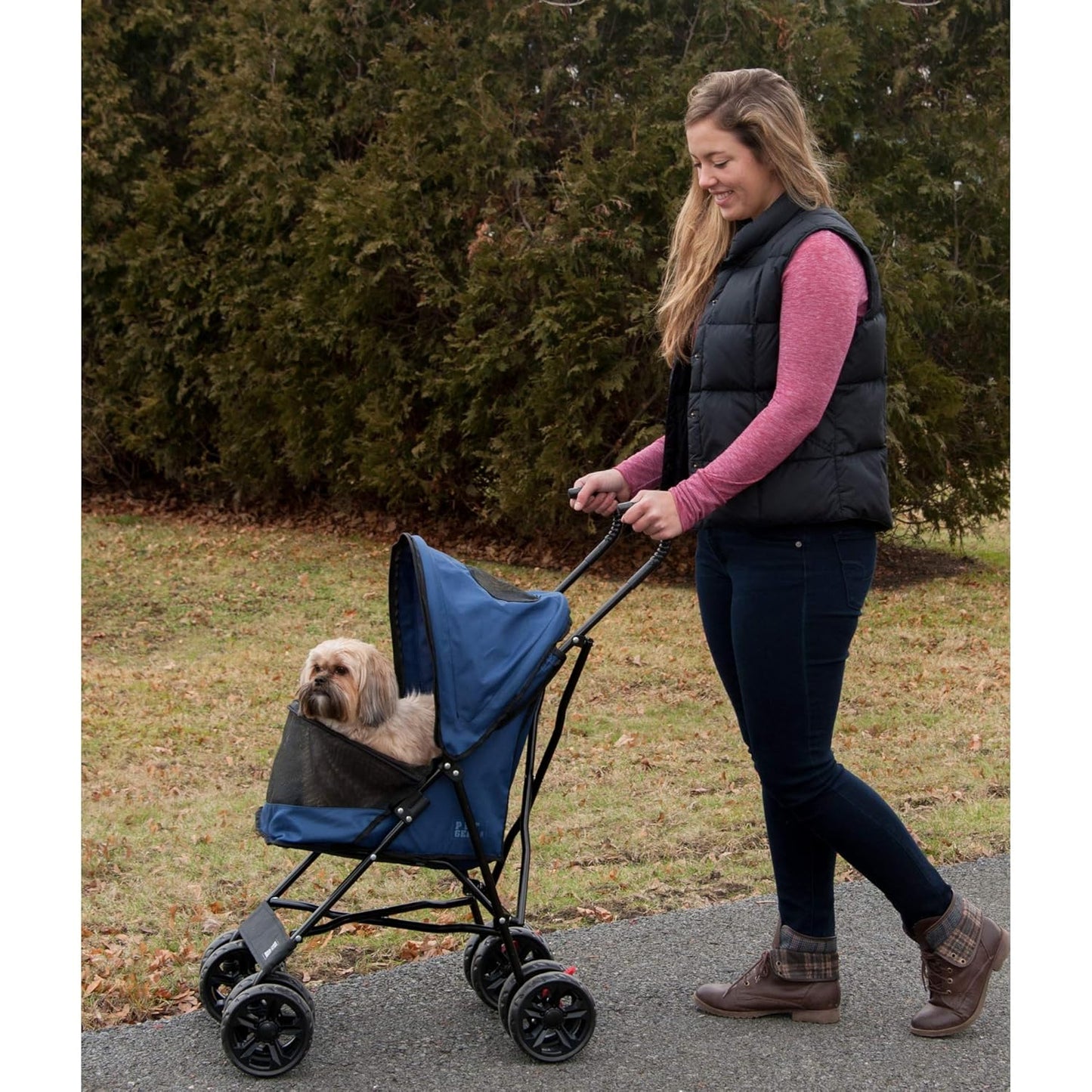 Pet Gear Travel Lite Plus Stroller, Compact, Easy Fold, No Assembly Required, Large Wheels for Cats and Dogs up to 15 pounds, Light Pink