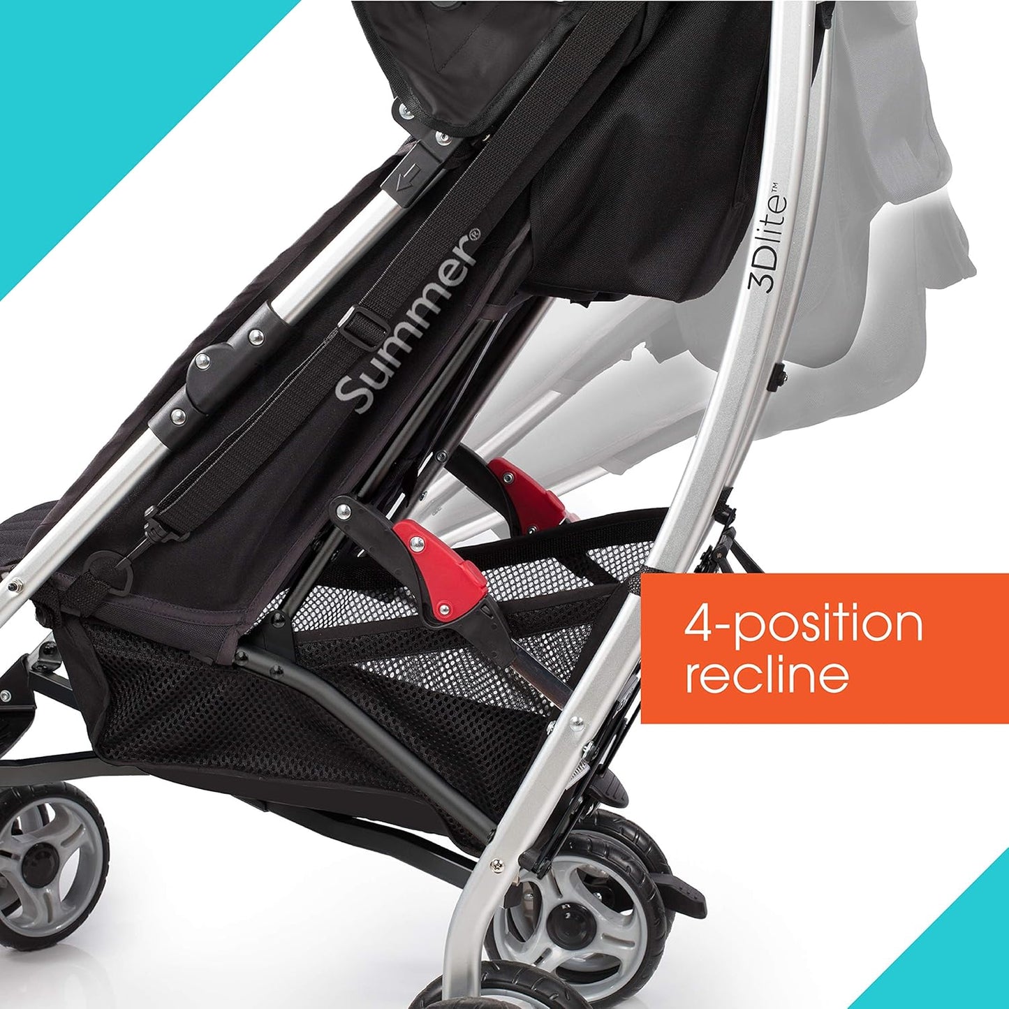 Summer Infant Ingenuity 3Dlite Convenience Stroller,Jet Black–Lightweight Stroller with Aluminum Frame,Large Seat Area, 4 Position Recline, Extra Large Storage Basket– Infant Stroller for Travel&More