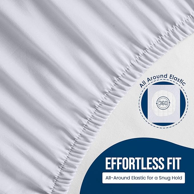 King Size Mattress Protector Waterproof, Premium 200 GSM Terry Mattress Cover, Soft & Breathable Bed Cover, Fitted Sheet Style Stretchable Deep Pockets 17" by Utopia Bedding (White)