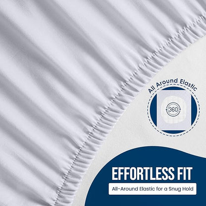 King Size Mattress Protector Waterproof 2 Pack, Premium 200 GSM Terry Mattress Cover, Soft & Breathable Bed Cover, Fitted Sheet Style Stretchable Deep Pockets 17" by Utopia Bedding (White)