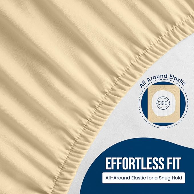 King Size Mattress Protector Waterproof, Premium 200 GSM Terry Mattress Cover, Soft & Breathable Bed Cover, Fitted Sheet Style Stretchable Deep Pockets 17" by Utopia Bedding (Beige)